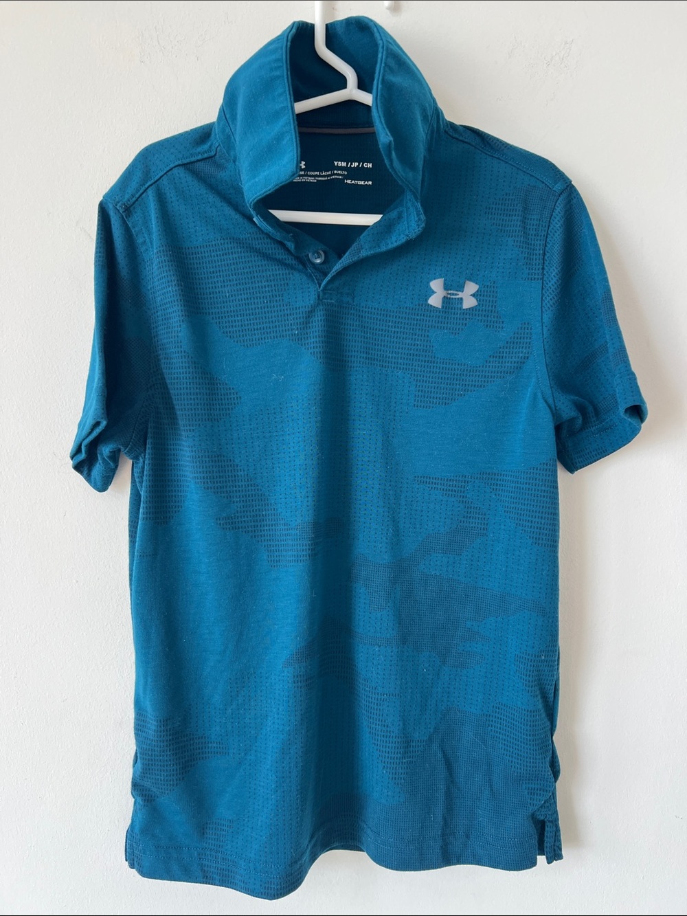 Under Armour Heat Gear Teal Camo Golf Polo Shirt Size Small